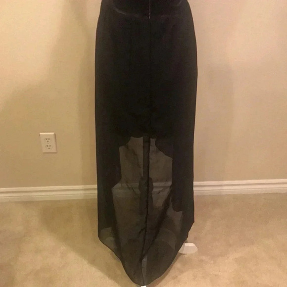 Malloy Faux Leather High Low Sheer Layered Dress-Size M - Picture 12 of 13